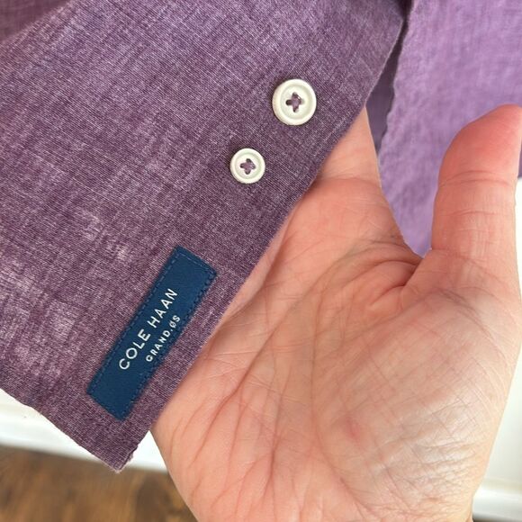 Cole Haan Men's linen blend Purple Button-Up button down casual Shirt XL NWOT! - Picture 10 of 10